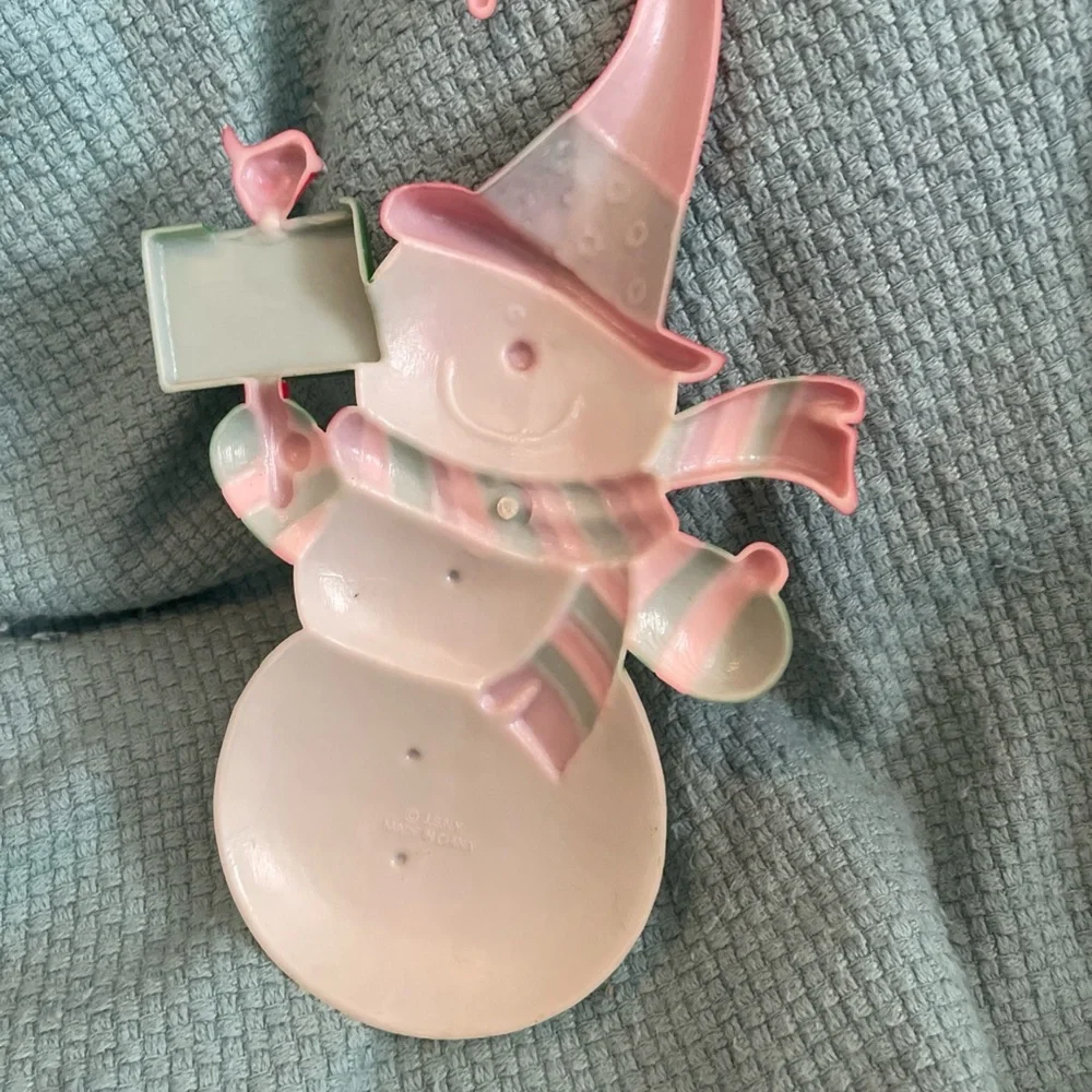 Plastic Snowman Door Hanger JSNY Joy Vintage Christmas Holiday Decoration